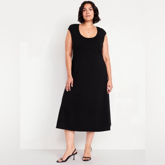 NWT! Old Navy Black Fit & Flare Midi Dress - TALL SIZES ONLY 💜 - Picture 6 of 10